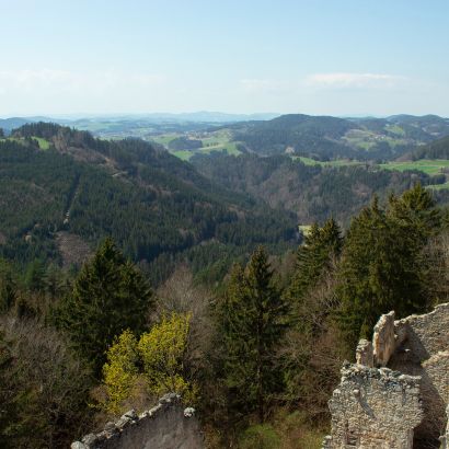Tavaszi l&aacute;tk&eacute;p a Burgruine Prandegg-ből